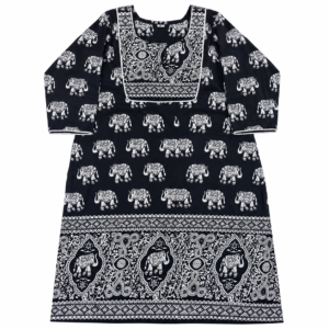 black elephant heritage print straight kurti